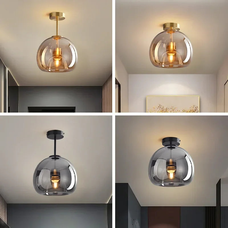 Modern Square Glass Ceiling Light: Minimalist Design for Hallways, Dining & Living Rooms