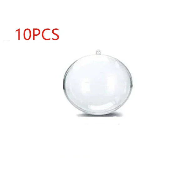 10pcs Clear Plastic Christmas Baubles Transparent Fillable Ornament Balls for Tree, Wedding, and Party Decorations