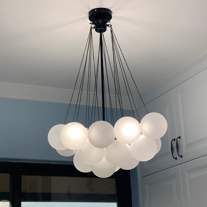 Modern Glass Ball Ceiling Chandelier: White Bubbles Hanging Lamp for Living Rooms, Bars, Shops & More