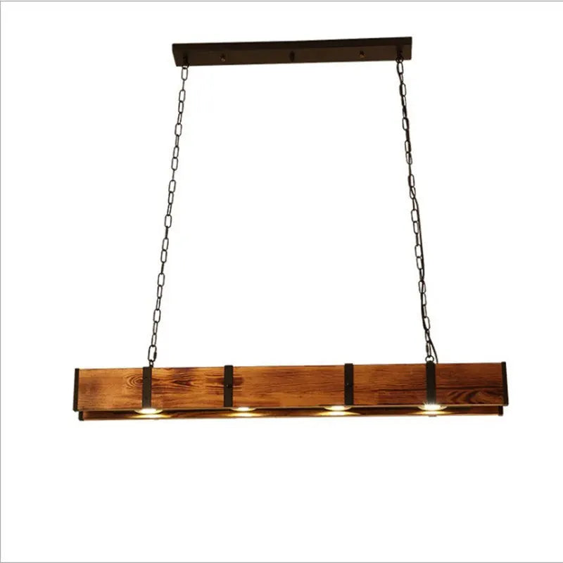 Vintage Industrial Style Wooden Pendant Lamp - Rustic LED Lighting Fixture for Dining Rooms, Bars, and Clothing Stores