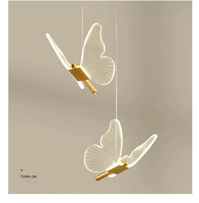 Nordic Butterfly LED Pendant Lamp – Elegant Hanging Light Fixture for Bedrooms and Staircases