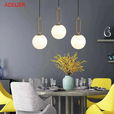 Modern Nordic LED Glass Ball Brass Pendant Lights for Living Room, Bedroom Area