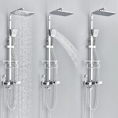 Black Digital Display Thermostatic Shower Faucet Set with Rainfall Shower and 4-Way Mixer