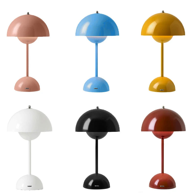 Modern Rechargeable LED Table Lamp - Mushroom Flower Bud Design