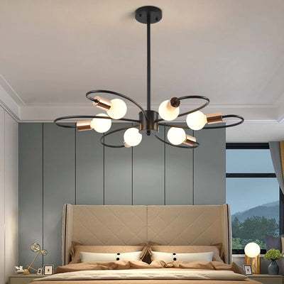 6-Light Sputnik Chandelier Modern Semi Flush Mount Ceiling Light Fixture Mid Century Metal Pendant Light