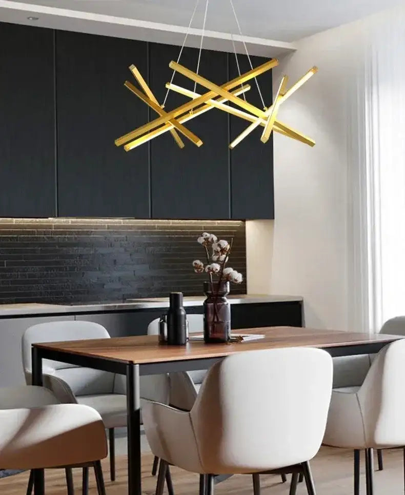 Copper LED Chandelier Pendant Light – Modern Simple Design With Acrylic Balls, 3-Color Dimming, Adjustable Height, For Dining Room Kitchen Living Room Bedroom Study