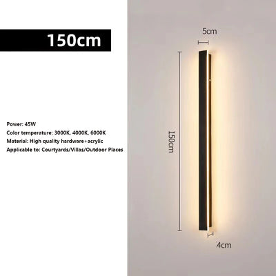 Modern Waterproof Outdoor Wall Lamp LED Long Line Lamp IP65 Aluminum  Garden Villa Porch Light