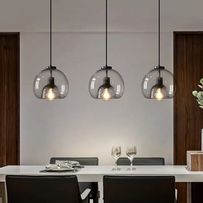 Nordic LED Smoke Gray Glass Pendant Light - Modern Elegance for Your Home