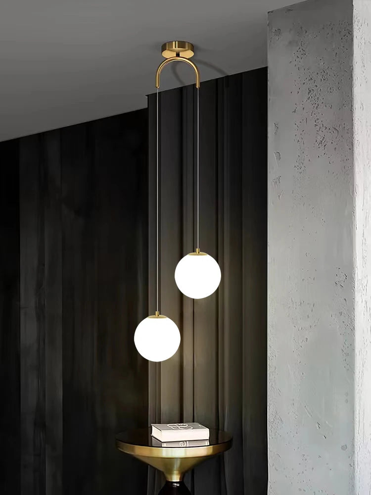 Modern Glass LED Pendant Lights: Nordic Gold Chandelier Fixtures for Dining Room, Bedroom, Indoor Restaurant, Bar Decor