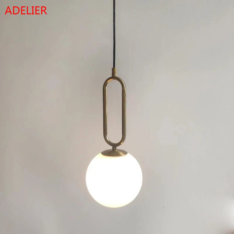 Modern Nordic LED Glass Ball Brass Pendant Lights for Living Room, Bedroom Area