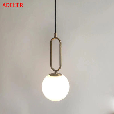 Modern Nordic LED Glass Ball Brass Pendant Lights for Living Room, Bedroom Area