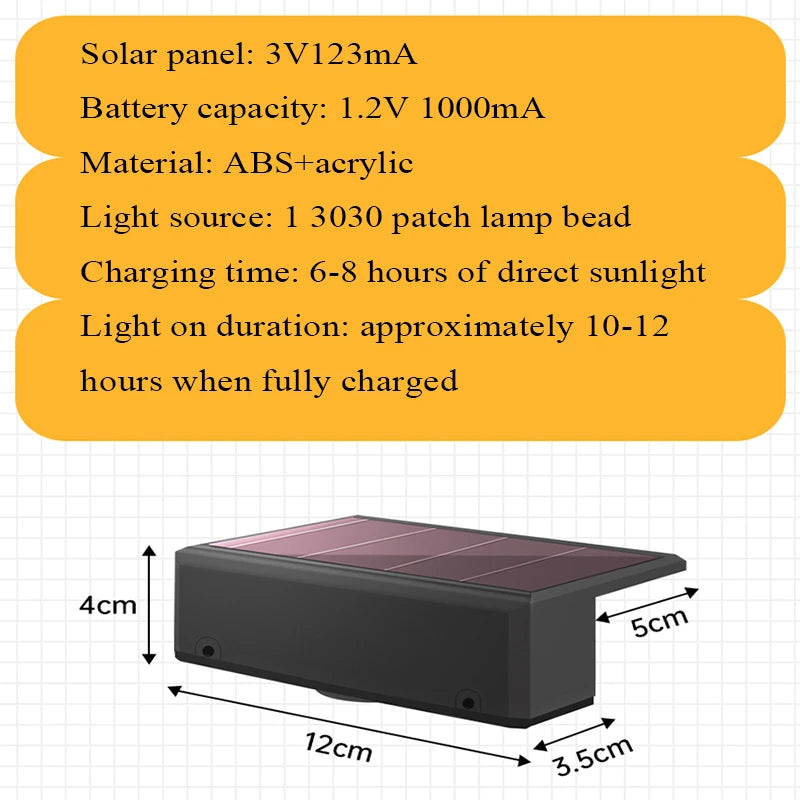 Solar Wall Washing Lamp: Waterproof Outdoor LED Wall Light for Courtyard Decoration, Balcony, and Garden