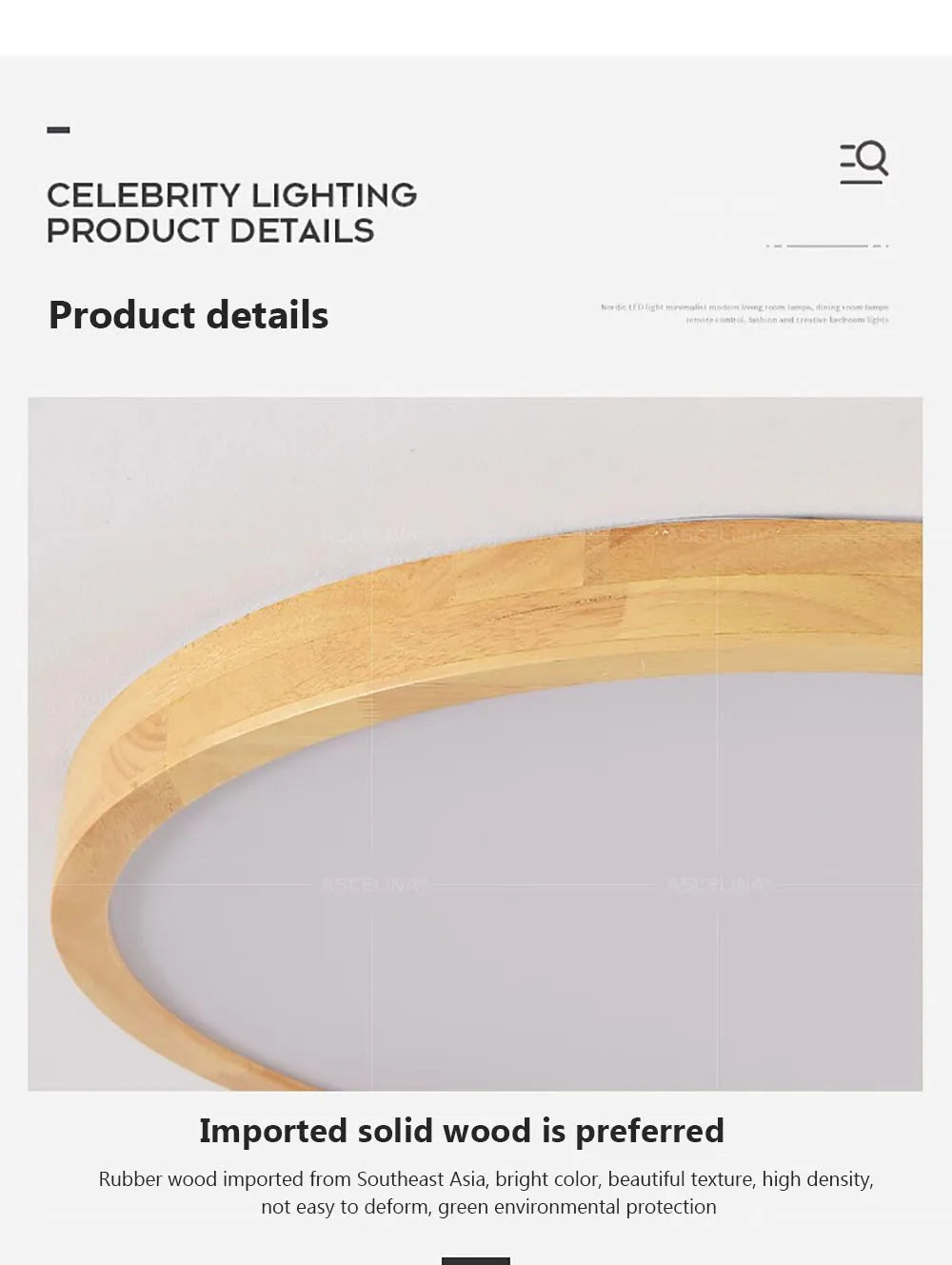 Nordic Ultra-Thin LED Wooden Ceiling Light