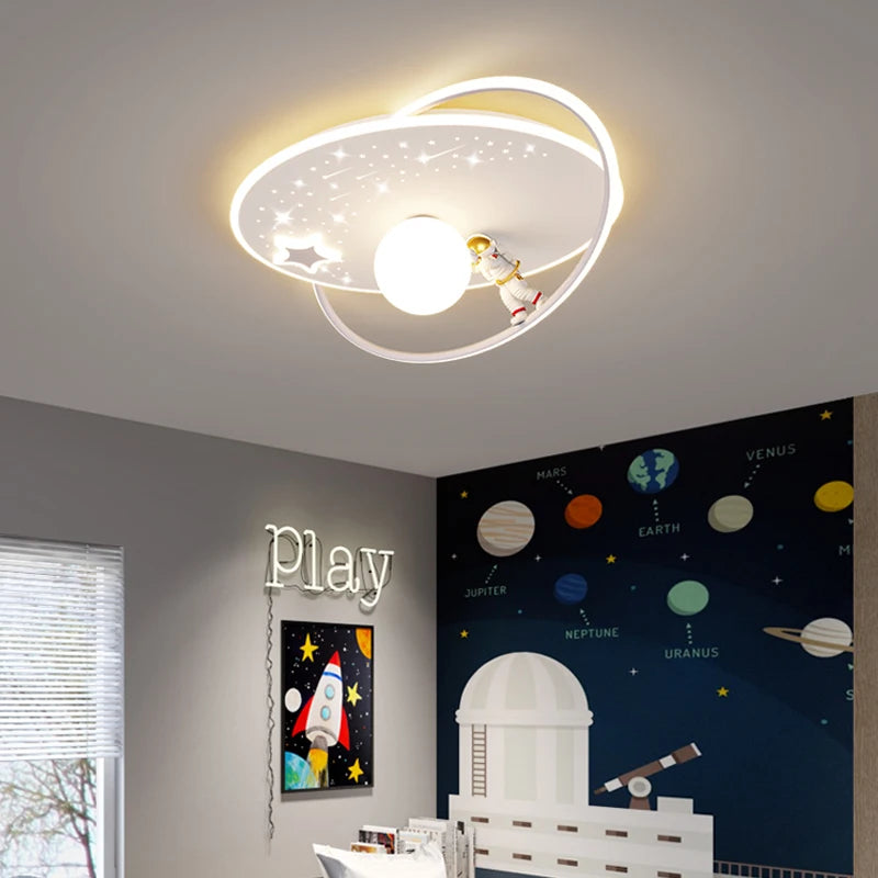 Modern LED Chandelier Lamps for Nursery Children Room Boy Ceiling Pendant Lights Remote Control Study Bedroom