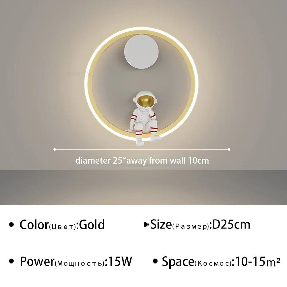 Creative Children Room LED Wall Lamp - Astronaut Themed Sconce Light