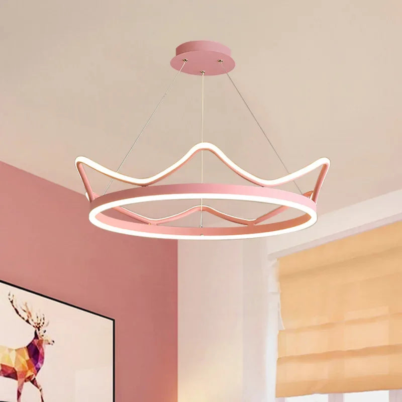 Modern Minimalist Crown Chandelier - Living Room Bedroom Princess LED Pendant Lamps Creative Children's Lighting Decor