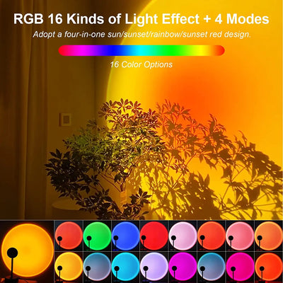 Smart Bluetooth Rainbow Sunset Projector Table Lamp - Home and Coffee Shop Background Wall Decoration Atmosphere