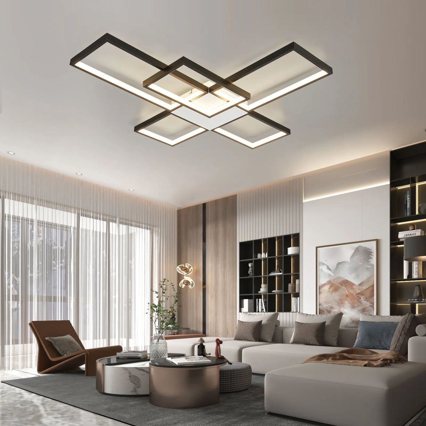 Modern LED Ceiling Lights Living Room Lustre Home Decor Dimmable Black/Gold Ceiling Lamp Fixtures