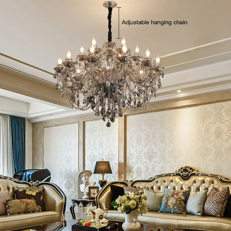 Luxurious Style Crystal Pendant Lamp - Elegant European-Inspired Lighting Fixture for Living Spaces and Dining Areas