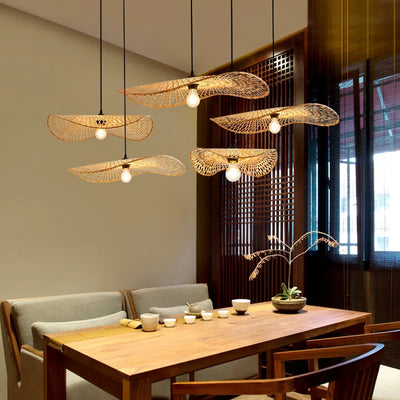 Hand-Woven Bamboo Pendant Light: Southeast Asia Inspired, 35cm Diameter Rattan Wicker Chandelier