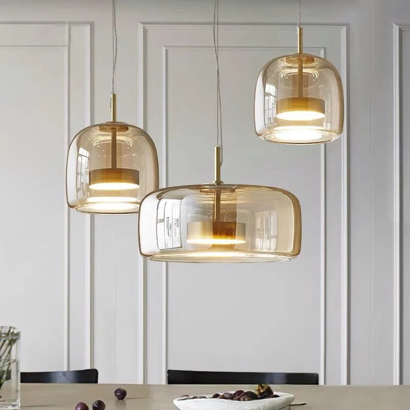 Nordic Glass Designer LED Pendant Lamps: Gold Accents Perfect for Dining Room, Bedroom, Kitchen Chandelier