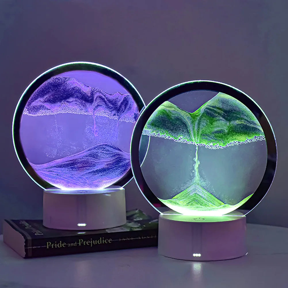 Creative Quicksand Table Lamp: LED 3D Hourglass Deep Sea Sandscape Lamp for Home Décor and Gifts