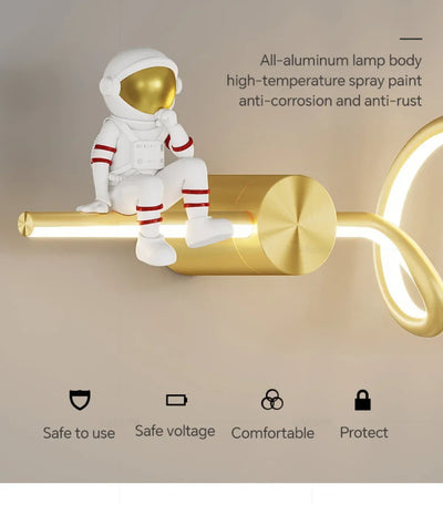 Creative Children Room LED Wall Lamp - Astronaut Themed Sconce Light