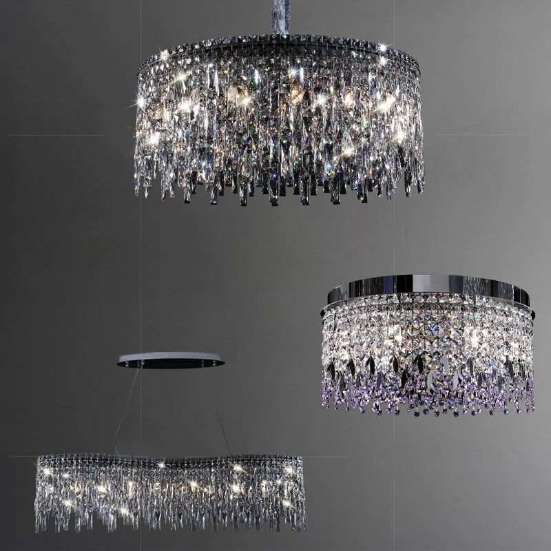 Italian Milan Luxury Crystal Chandelier - Long/Round Hanging Lamp for Dining Room, Hotel, Villa, and Bar