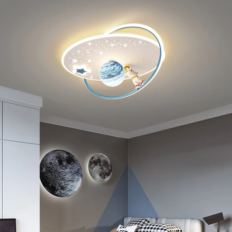 Modern LED Chandelier Lamps for Nursery Children Room Boy Ceiling Pendant Lights Remote Control Study Bedroom
