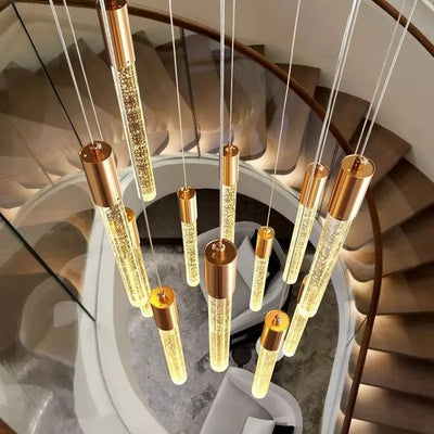 Crystal Chandelier Designer Cylindrical Stair Chandelier Modern for Living Room Dining Room Kitchen Island Chandelier