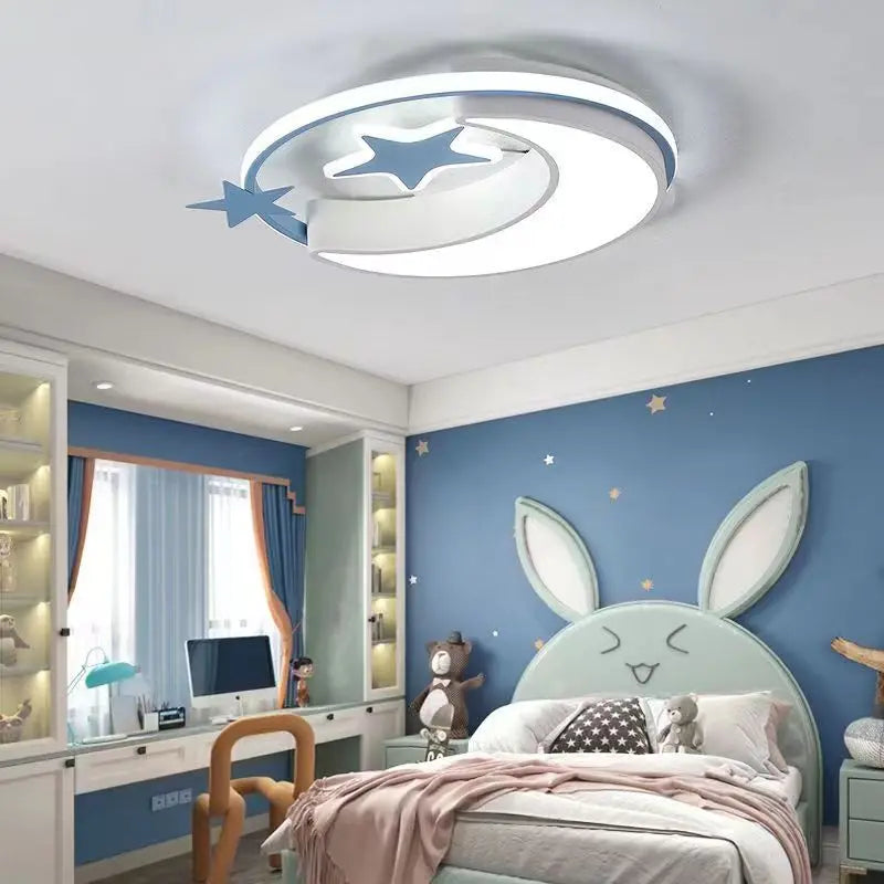 Moon Star LED Ceiling Light - Kid Room Light Fixture Baby Room Light Girl Lamp Kid Room Ceiling Lamp For Children Bedroom Lighting