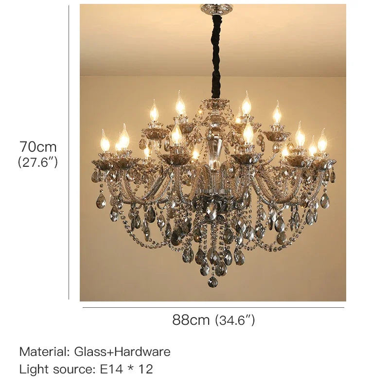 Luxurious Style Crystal Pendant Lamp - Elegant European-Inspired Lighting Fixture for Living Spaces and Dining Areas