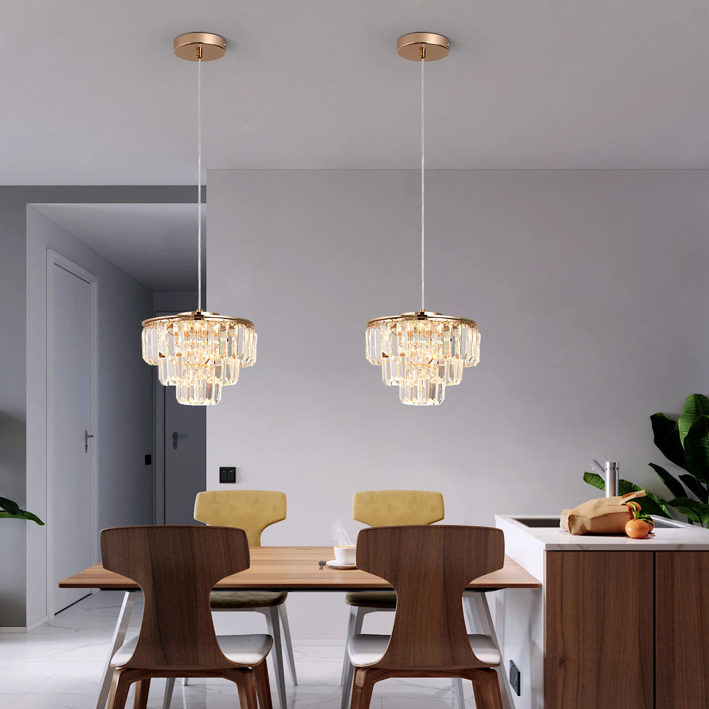 Modern Crystal LED Pendant Lamp - Luxury Ceiling Fixture for Living and Dining Spaces