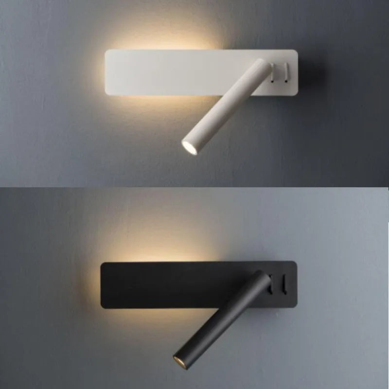 Contemporary LED Wall Lamp Reading Light - Rotation Bedside Sconce with Spot LED Light