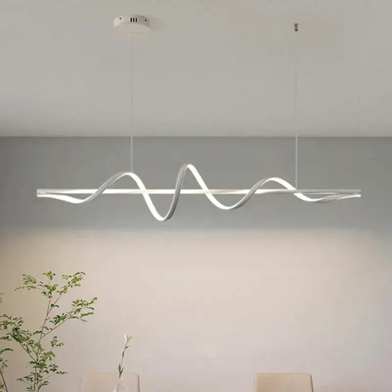 Modern Water Ripple LED Pendant Lights Minimalist One Word Long Strip ...