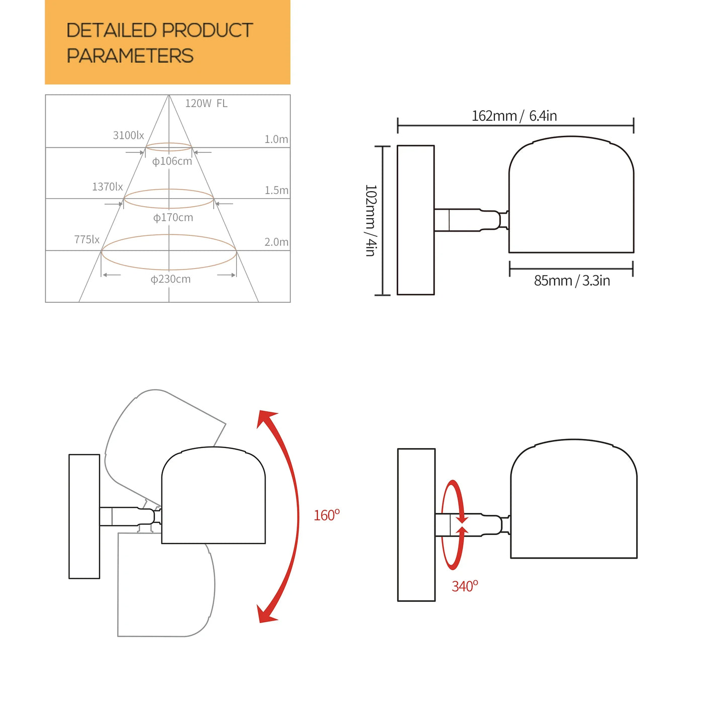 Aisilan Modern Dimmable LED Wall Lamp: 7W/9W Matte Aluminum with Adjustable Angle