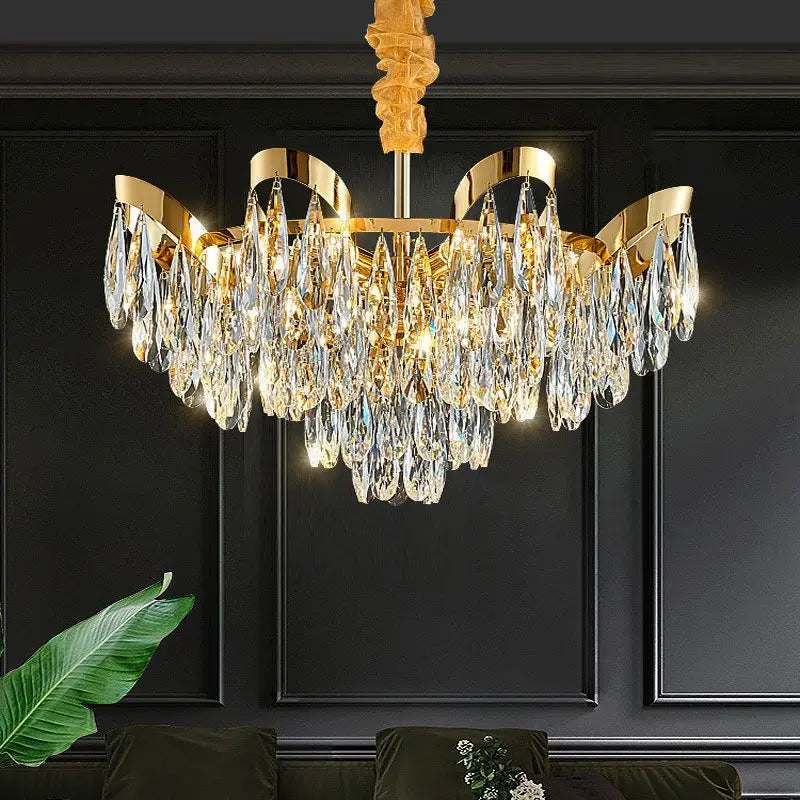 Modern LED Sunflower Crystal Ceiling Chandelier Pendant Lamp, Creating an Atmosphere in Living and Dining Rooms