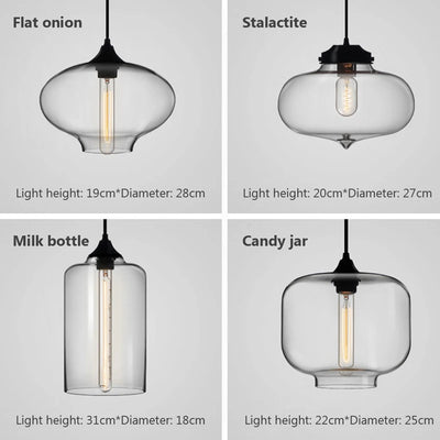 Modern Glass Lustre Pendant Light - Industrial Chic for Kitchen, Restaurant and Dining Spaces