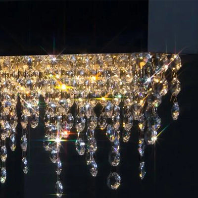 Luxurious Modern Kitchen Island Crystal Chandelier - LED Hanging Light Fixture in Gold/Black for Dining Room and Home Decor