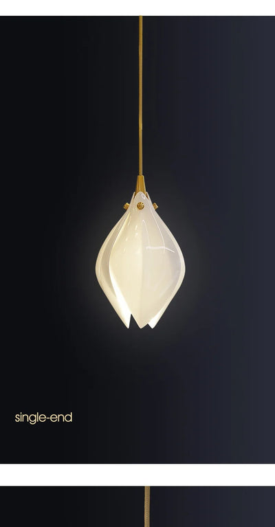 Modern Magnolia Long Pendant Light Ceramic LED for Staircase, Living Room, Dining Room, and Bedroom