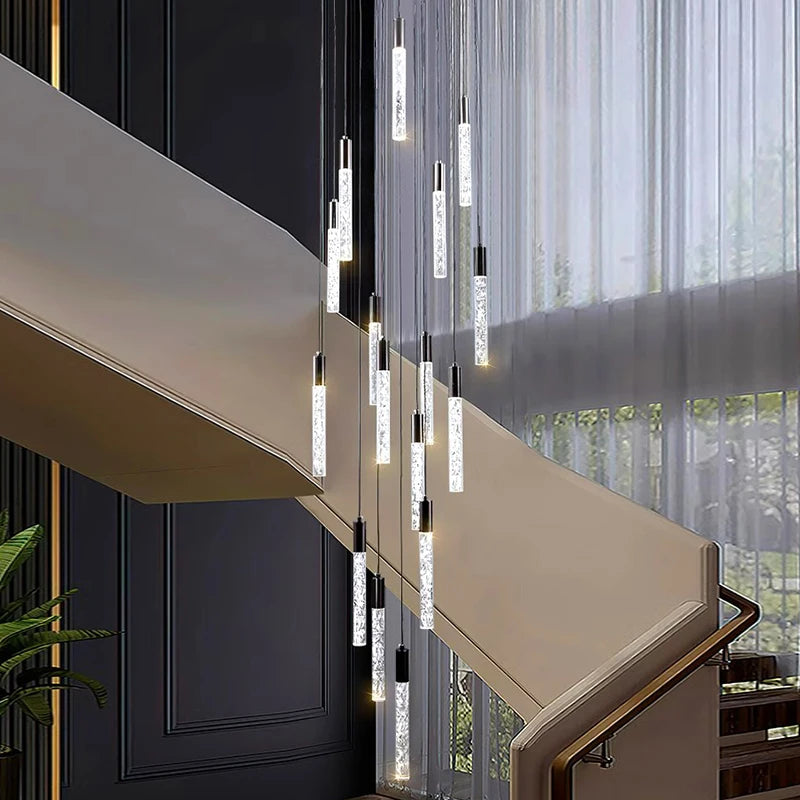 Modern Home Decoration Crystal Chandelier Stair Pendant Lamp Living Room Pendant Lights Interior Lighting