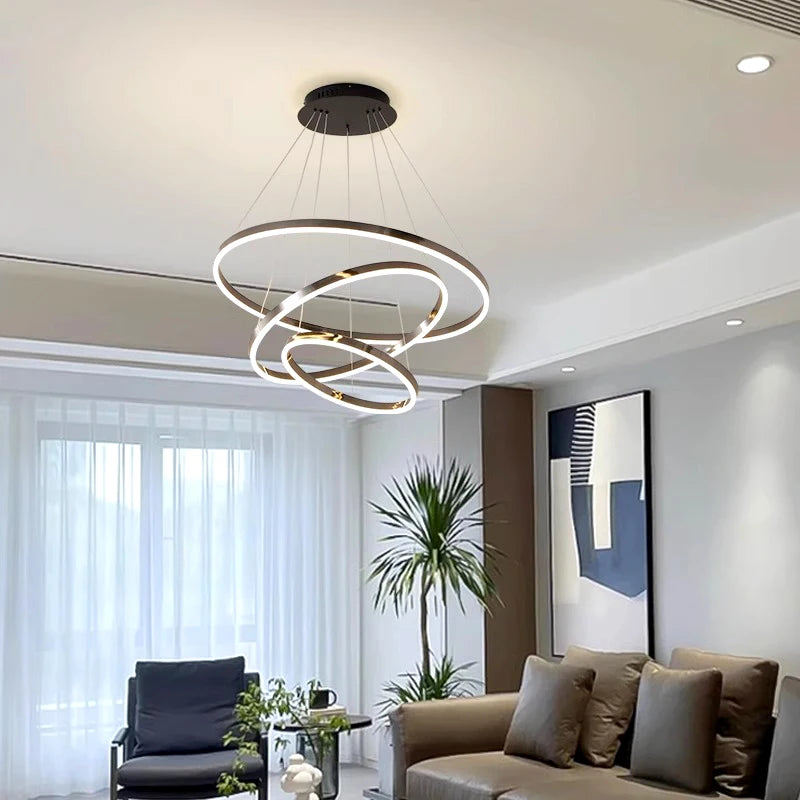 Contemporary Ring Ceiling Chandeliers: Elevate Dining and Living Spaces with Stylish Pendant Light Fixtures