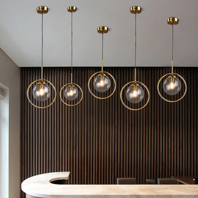 Modern Amber Crystal Glass Ball Pendant Light - Elegant Indoor Decor Fixture