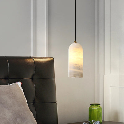 Luxury Copper Spanish Marble Small LED Chandelier - High-End Pendant Light for Modern Bedrooms