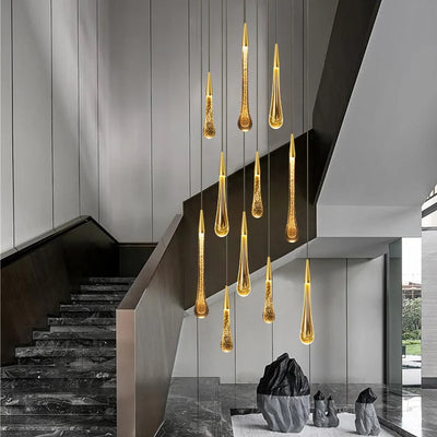 Crystal LED Pendant Lights: Perfect for Bedroom, Dining Room, Bar - Waterdrop Chandelier, Stair Lamp for Interior Decoration