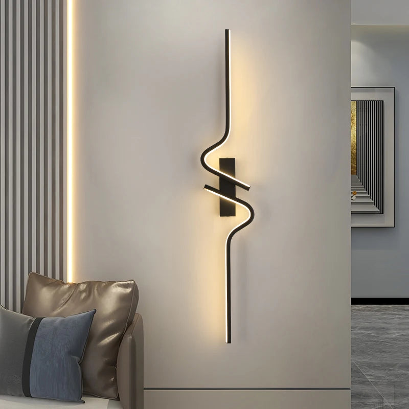 Creative Strip LED Wall Lamp: Modern Minimalist Bedroom Bedside Sconce Lights, Living Room TV Sofa Background Lighting