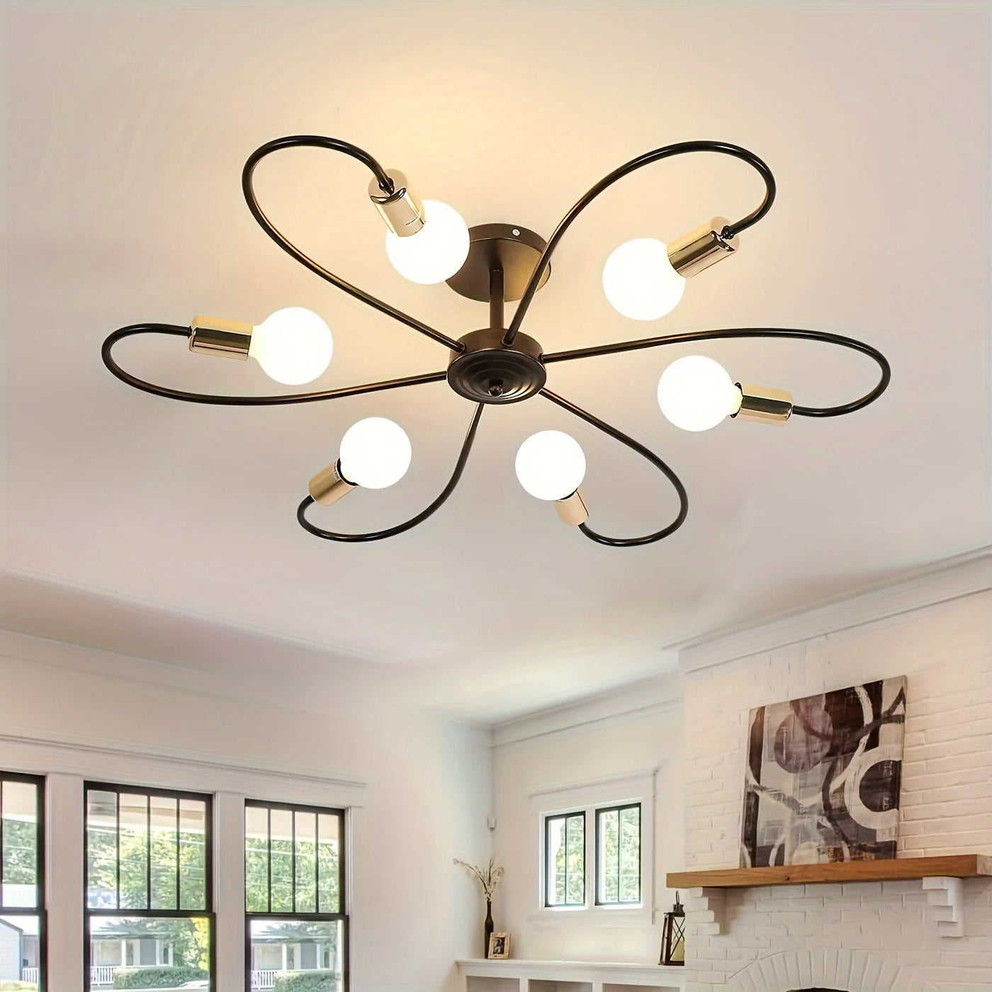 Versatile Indoor Lighting Modern Industrial Ceiling Lamp – 6-Light Black-Gold Lighting Fixture