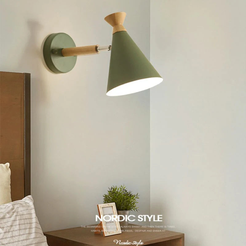 Nordic Solid Wood Wall Lamp - Modern Bedside and Decorative Lighting