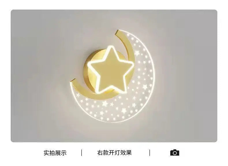 Cartoon Moon Star Wall Lamp for Children’s Room - LED Acrylic Wall Light