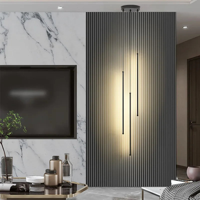 Modern LED Chandelier: Sleek Hanging Pendant Light Fixture for Dining Room and Bedroom